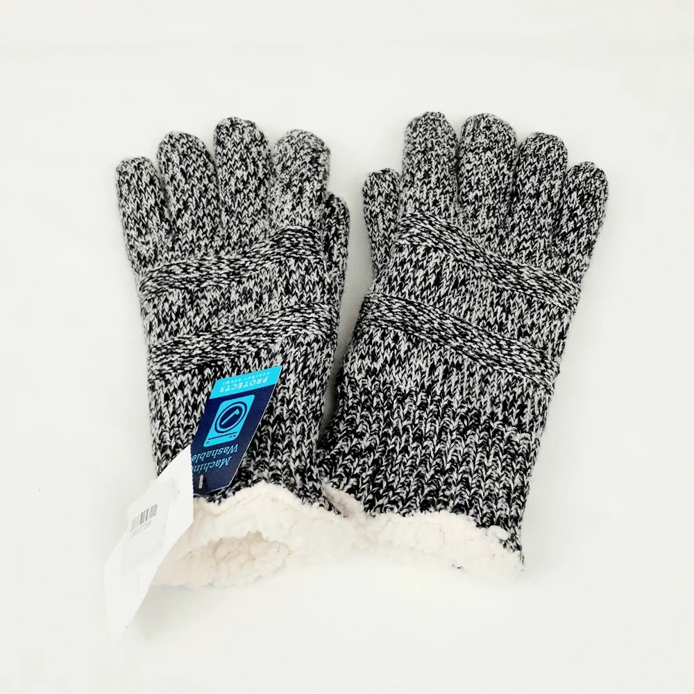 Isotoner Women's SmartDRI knit Gloves Black Ivory 1SZ